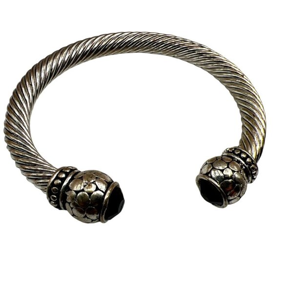 Silver Tone Black Onyx Necklace & Rhinestone Bracelets Set.   M54 - Picture 3 of 16